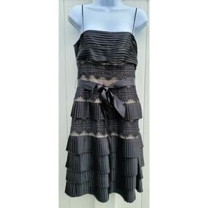 JS Collection Women's Black Tiered Cocktail Sheath Dress Size 6 EUC